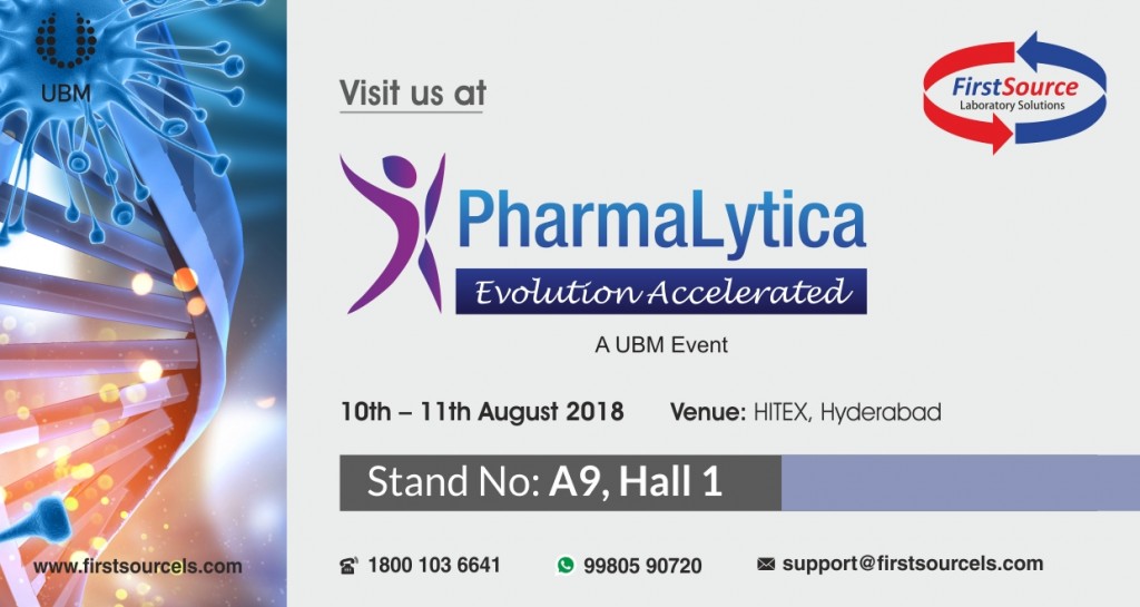 Meet Team FirstSource at PharmaLytica, Hitex Hyderabad, Stand No A9, Hall 1 on 10th-11th Aug 2018